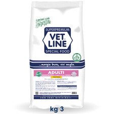 Vet Line Adulto Taglia Piccola Bufalo, Pesce, Maiale o Pollo Crocchette 3 Kg Dog