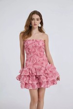 Vestito Corto Rosa Acceso Con