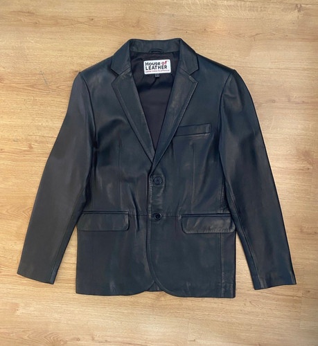 Giacca blazer uomo pelle nera