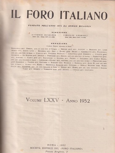 Foro italiano 1952 vv - 1952, aa.vv