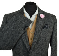 Giacca blazer Harris tweed sartoriale country 2 toni blu navy 38R #52 IMMACOLATA