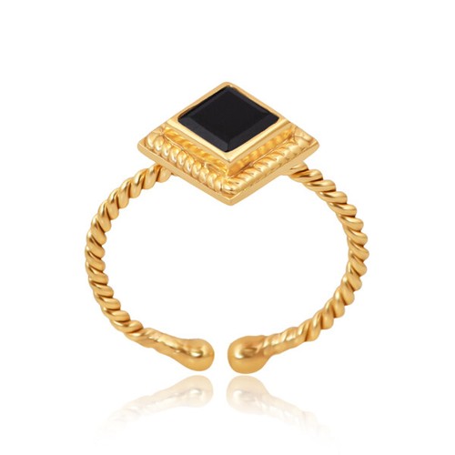 Anello quadrato ritorto - , fatto