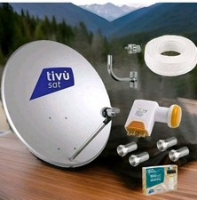 KIT 1 DECODER HD TIVÙSAT SATELLITARE  PARABOLA 80CM LNB 4 USCITE  STAFFA 30 MT