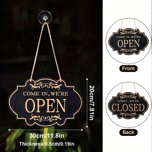 Wooden open closed sign - wooden,