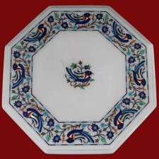 Tavolo intarsiato marmo bianco