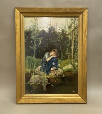 Olio su tavola giovane ragazza