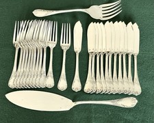 CHRISTOFLE MARLY SET POSATE PESCE PLACCATO ARGENTO 26 PZ/12 PERSONE