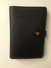 Bulgari porta documenti in pelle nero con scatola dustbag