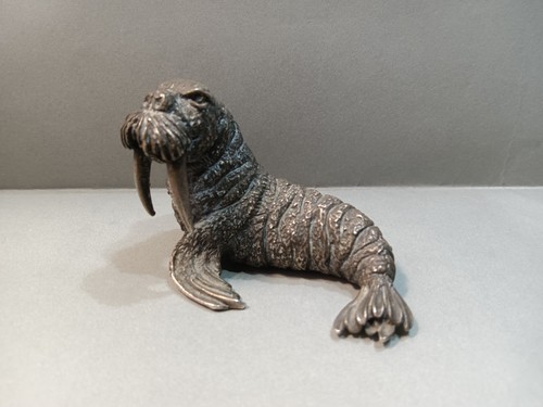 Scultura argento tricheco - tricheco,