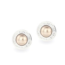 Orecchini di perle in oro rosa, orecchini di cristallo Swarovski, regalo fatto a mano per donna