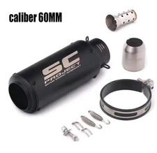 terminale scarico universale moto 60 mm Collettore Accio Inox Nero Silenziatore 