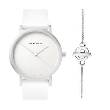 Orologio Sekonda donna 36mm bianco palette e bracciale argento set regalo modello 49052