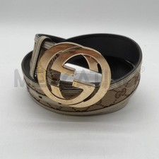 CINTURA DONNA GUCCI GG SUPREME IN TELA BROWN BORDI PELLE PANNA