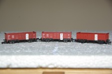 FLEISCHMANN scala  N - VINTAGE , 3 VAGONI MERCI A SPONDE ALTE- NO SCATOLA
