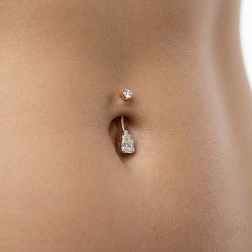Anello bottone pancia diamante - bottone,