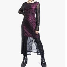 Abito midi Jawbreaker Moonstruck maglia medio nero rosa mezzaluna gotico alt