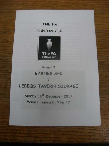 2017 barnes afc v lebeqs - 10/12/2017,