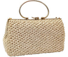 POCHETTE ANNI '50 - RAFIA INTRECCIATA AD UNCINETTO ED OTTONE