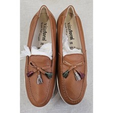 Mocassini Vitaform in pelle marrone nappa scarpe con zeppa bassa donna 7,5/38