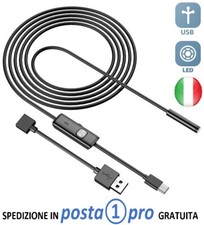 ENDOSCOPIO ANDROID E PC,  TYPE-C, MICRO USB E USB. TELECAMERA CON 6 LED 2 MT