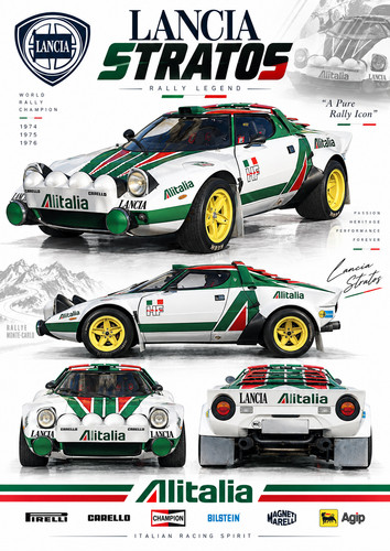 Lancia stratos alitalia poster - lancia,