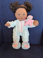 Vintage My Child bambola afroamericana ispanica 1985 Mattel pigiama dormiente e orso