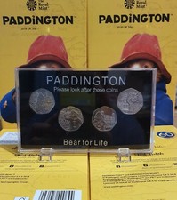 Orso Paddington 50p 2018 e 2019 in vetrina 4 monete CATTEDRALE STAZIONE TORRE