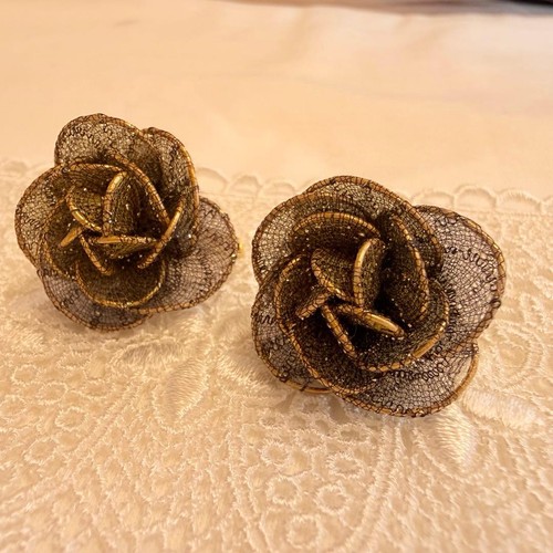 Orecchini rosa vintage rete - a,