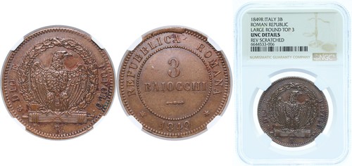 Italy 1849 baiocchi copper - 3,