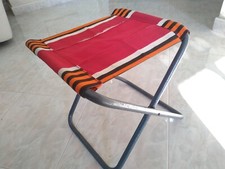 Sgabello vintage pieghevole da viaggio mare giardino casa sediolina sedile tela 