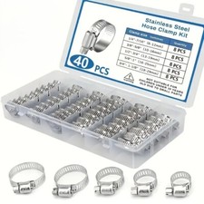 40 Fascette Metalliche a Vite Stringitubo Benzina, Gagolio, Olio, Acqua 5 misure
