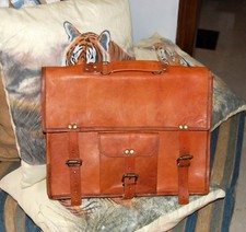 Valigetta uomo vera capra per laptop in pelle borsa vintage marrone tracolla ...