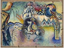 Kandinsky  San Giorgio e il drago Stampa applicata a pannello MDF  Misura 19x25