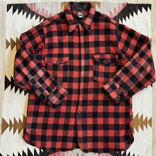 Giacca camicia vintage anni 40 50 Woolrich Buffalo a quadri zip/bottone taglia L/XL - Rosso
