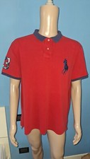 POLO ROSSA RALPH LAUREN UOMO LOGO BLU TAGLIA XXL MANICA CORTA 100% COTONE
