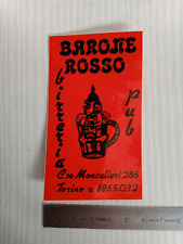 Adesivo vintage Pub Birreria Barone Rosso c.so Moncalieri Torino
