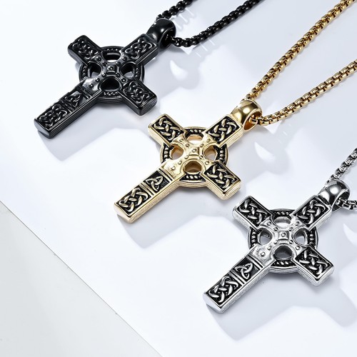 Collana croce gotica acciaio
