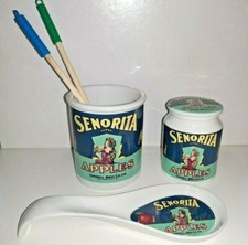 Set 5 pezzi cucina barattolo portautensili poggiamestolo vintage brand apple