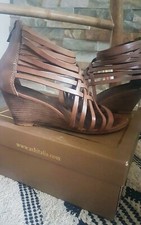 Sandali donna ash n 37 a listelli, beige, vera pelle tacco originali 