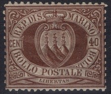 SAN MARINO 1892-94 STEMMA 40 CENTESIMI BRUNO N.17 G.I MNH**