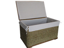 BAULE VIMINI RATTAN CM 84X50X50 H CORDONCINO DI BANANO PORTA BIANCHERIA FODERA C