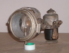 MOTO D'EPOCA SOTTOCANNA - FARO A CARBURO COMPLETO DI SEBATOIO ANNI 20 CONSERVATO