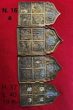 Icona - trittico ortodosso russo in bronzo smaltato a 4 pannelli 17X40cm - XIXth