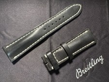 Autentico cinturino orologio Breitling 24 mm x 20 mm pelle di vitello nera 441 x OEM