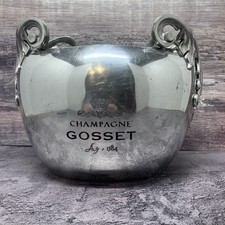 Raro secchiello ghiaccio refrigeratore champagne Gosset vintage da collezione peltro massiccio