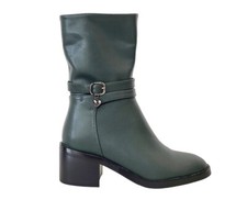 SCARPE STIVALETTI TRONCHETTI DONNA BRACCIALINI TB13A PELLE VERDE SCURO TACCO