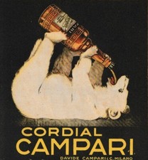 PUBBLICITA' 1920 CORDIAL CAMPARI DAVIDE CAMPARI MILANO ORSO BIANCO BOTTIGLIA