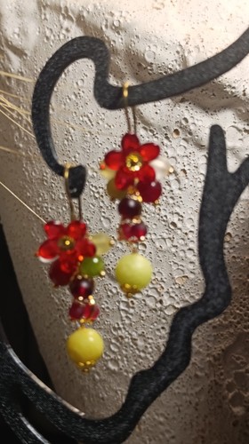 Orecchini donna fiori rossi - , di