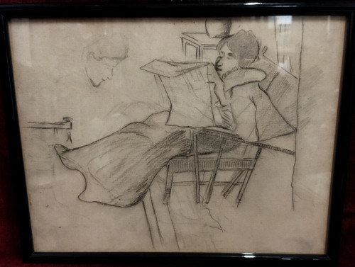 Quadro disegno donna seduta - -,