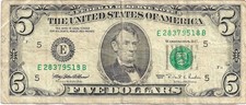 BANCONOTA 5 DOLLARI SERIE 1995